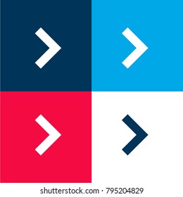 Right arrow angle four color material and minimal icon logo set in red and blue