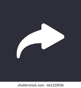 Right arrow Application Mobile icon in trendy flat style white on isolated dark background symbol for your design logo UI Vector illustration EPS10
