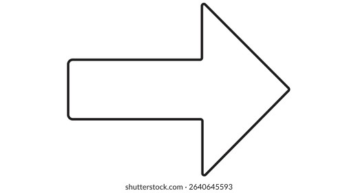 Right arrow black icon. Right arrow line icon. Editable stroke arrow Application.