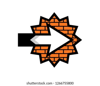 right arrow in the brick star polygon