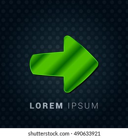 Right Arrow Bright Green chromium precious metallic 3D Icon / Logo Design