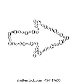 Right arrow with bubble contour icon in simple style isolated on white background