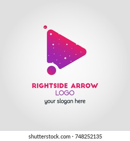 Right Arrow Business Logo Template Using Double Exposure Between Colorful Abstract Right Arrow And Space Stars