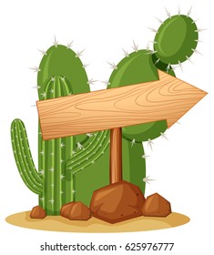 Right arrow in cactus garden illustration