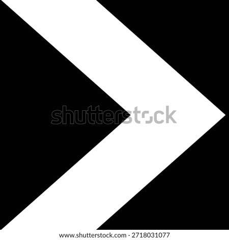 Right arrow chevron traffic icon on black square road sign for navigation guidance and driving safety