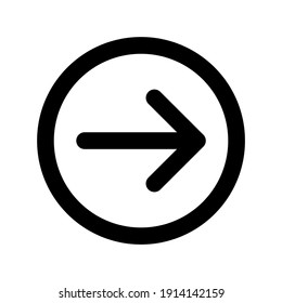 Right arrow in circle, line icon in black. Right button symbol modern flat design style for web site and mobile app. Isolated on white background. Vector EPS 10