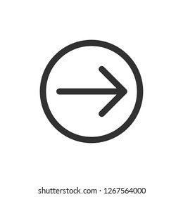 right arrow in the circle. linear icon. Line with editable stroke