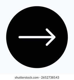 Right Arrow Circular Icon For User Interface, Isolated Vector Icon.