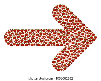 Right Arrow composition of tomato. Vector tomato vegetable objects are composed into right arrow illustration. Diet vector illustration.