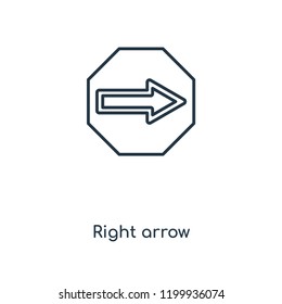 Right arrow concept line icon. Linear Right arrow concept outline symbol design. This simple element illustration can be used for web and mobile UI/UX.