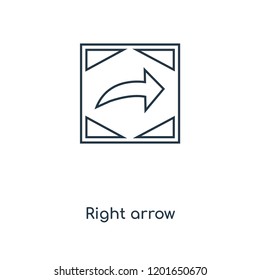 Right arrow concept line icon. Linear Right arrow concept outline symbol design. This simple element illustration can be used for web and mobile UI/UX.