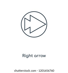 Right arrow concept line icon. Linear Right arrow concept outline symbol design. This simple element illustration can be used for web and mobile UI/UX.