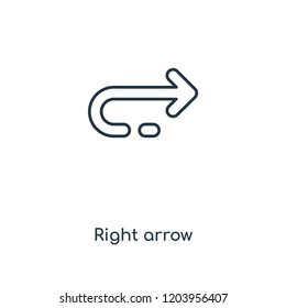 Right arrow concept line icon. Linear Right arrow concept outline symbol design. This simple element illustration can be used for web and mobile UI/UX.