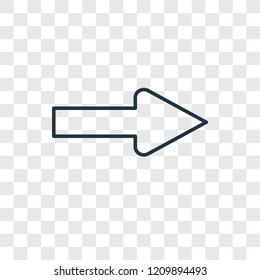 Right arrow concept vector linear icon isolated on transparent background, Right arrow concept transparency concept in outline style