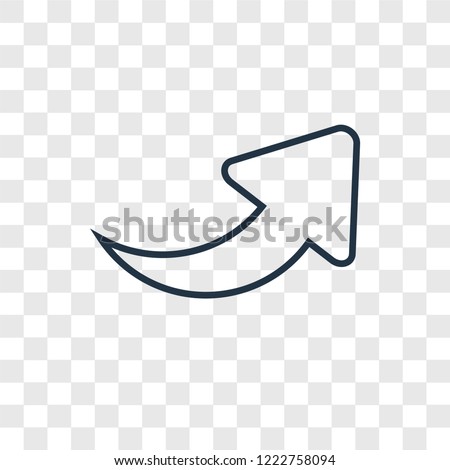 Right Arrow Curved concept vector linear icon isolated on transparent background, Right Arrow Curved concept transparency concept in outline style