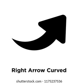Right Arrow Curved icon vector isolated on white background, logo concept of Right Arrow Curved sign on transparent background, filled black symbol