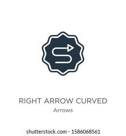 Right arrow curved icon vector. Trendy flat right arrow curved icon from arrows collection isolated on white background. Vector illustration can be used for web and mobile graphic design, logo, eps10