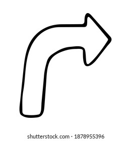 Flecha derecha. Imagen vectorial Doodle. Aislado sobre fondo blanco.