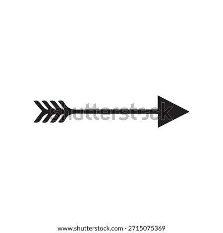 Right Arrow with Feathered Tail Icon. Bohemian Direction and Forward Symbol.