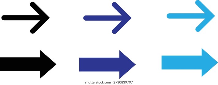 Right arrow filled icons for navigation, direction, UI and app design
