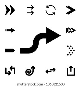 Icono de vector plano de flecha derecha en el paquete de flechas