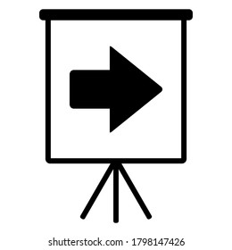 Right arrow and flipchart on white