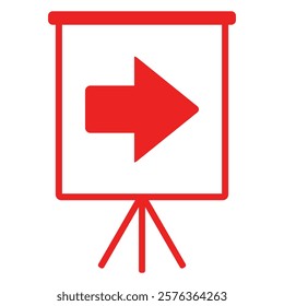 Right arrow and flipchart on white
