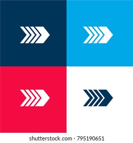 Right Arrow four color material and minimal icon logo set in red and blue