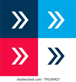Right Arrow four color material and minimal icon logo set in red and blue