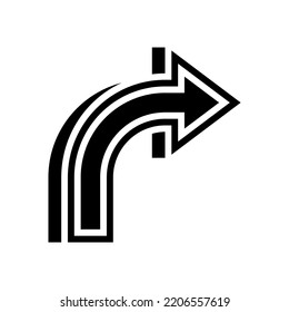 rechte Pfeil-Glyphsymbol-Vektorgrafik. rechtes Pfeilzeichen. einzelne Symbolillustration