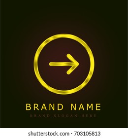 Right arrow golden metallic logo