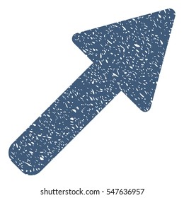 Right Up Arrow grainy textured icon for overlay watermark stamps. Flat symbol with unclean texture. Dotted vector blue ink rubber seal stamp with grunge design on a white background.