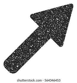 Right Up Arrow grainy textured icon for overlay watermark stamps. Flat symbol with unclean texture. Dotted vector gray ink rubber seal stamp with grunge design on a white background.