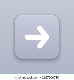 Right, Right arrow, gray vector button with white icon on gray background