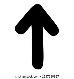 Right arrow hand drawn illustration. Navigation sign, direction move isolated on white background