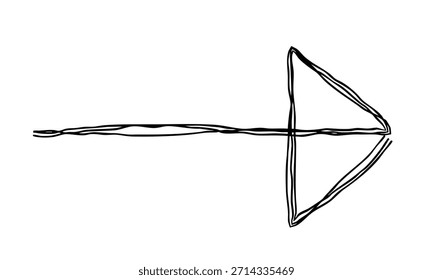 Icono de línea dibujado a mano con flecha derecha Ilustración vectorial monocromática con múltiples líneas superpuestas