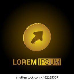 Up Right Arrow Head 3D Golden Metallic Premium Royal Corporate Logo / Icon