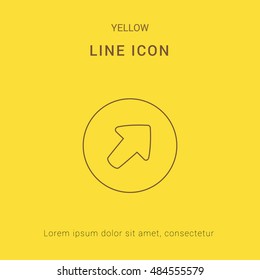 Up Right Arrow Head Cute yellow thin line icon / logo Design