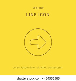 Right Arrow Head Cute yellow thin line icon / logo Design