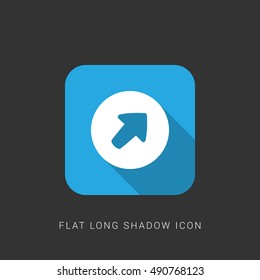 Up Right Arrow Head Flat blue long shadow Icon / Logo Design