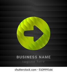 Right Arrow Head Lime Green and Black silk fashion premium icon / Logo