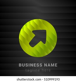 Up Right Arrow Head Lime Green and Black silk fashion premium icon / Logo