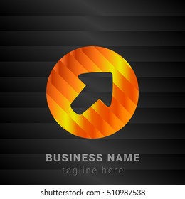Up Right Arrow Head Orange, Yellow and Black silk fashion premium icon / Logo
