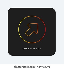 Up Right Arrow Head Red & Orange gradient attractive line thin icon / logo design