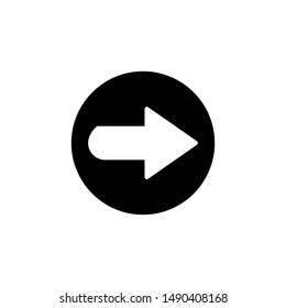 Right Arrow Icon , Best Logo Template Design Simple Clean Media Circle Emblem Isolated Illustration , Outline Solid Background White
