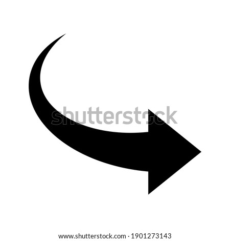 Right arrow icon. Black curve arrow. Modern flat simple arrow button isolated. Cursor sign. Arrow up vector graphic element.