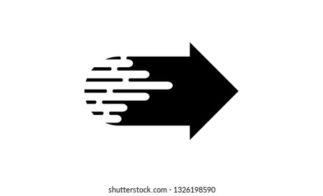 Right Arrow icon black with fast speed effect. Simple arrow symbol for element, decoration, template design. vector illustration 