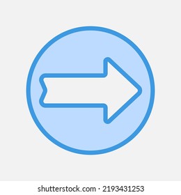 Right arrow icon in blue style, use for website mobile app presentation