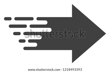 Right arrow icon with fast speed effect. Vector illustration designed for modern abstraction with symbols of speed, rush, progress, energy. Fast right arrow movement symbol on a white background.