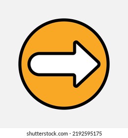 Right arrow icon in filled line style, use for website mobile app presentation